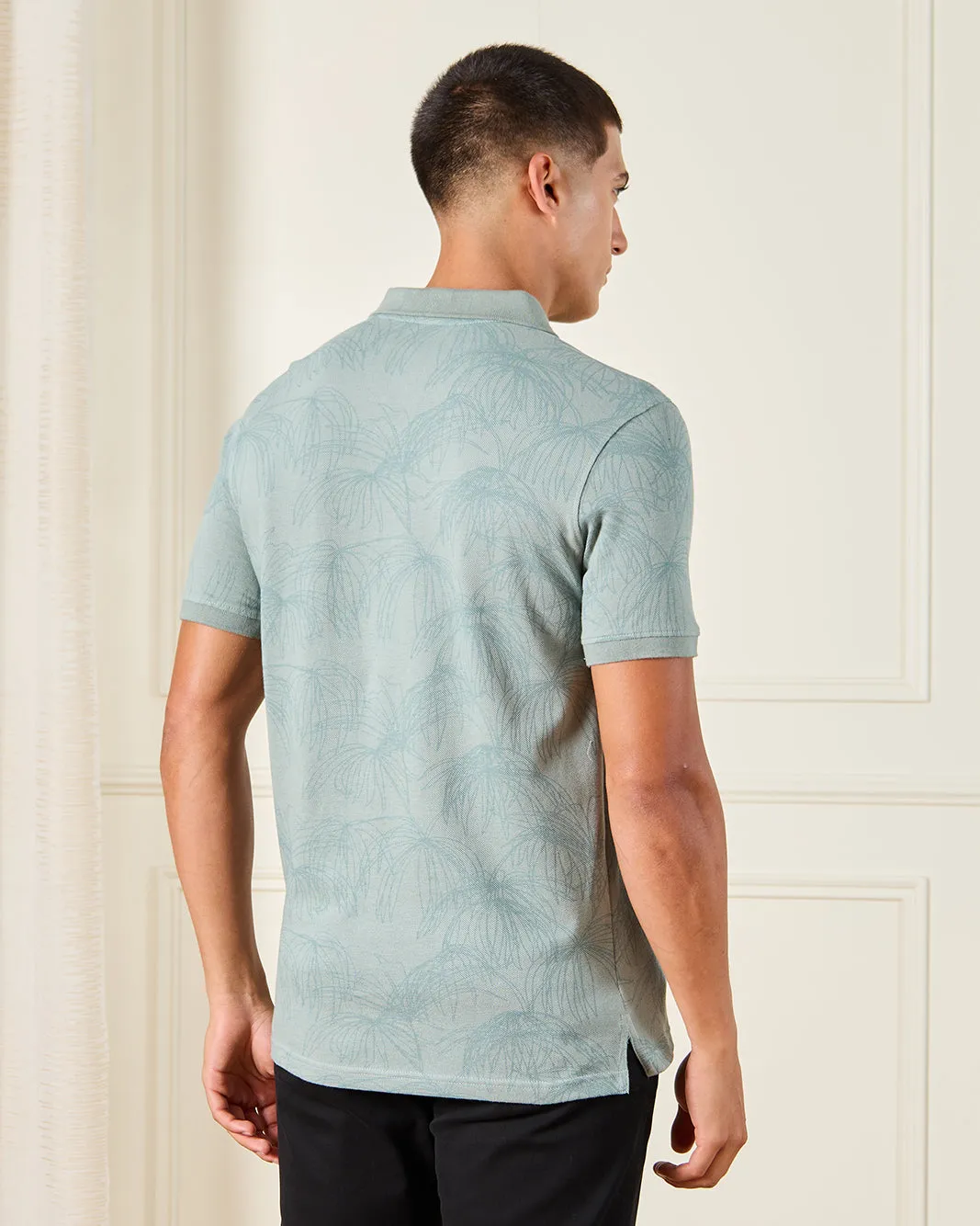 Men Green Printed Polo Shirt sold by Redtag product image thumbnail 3