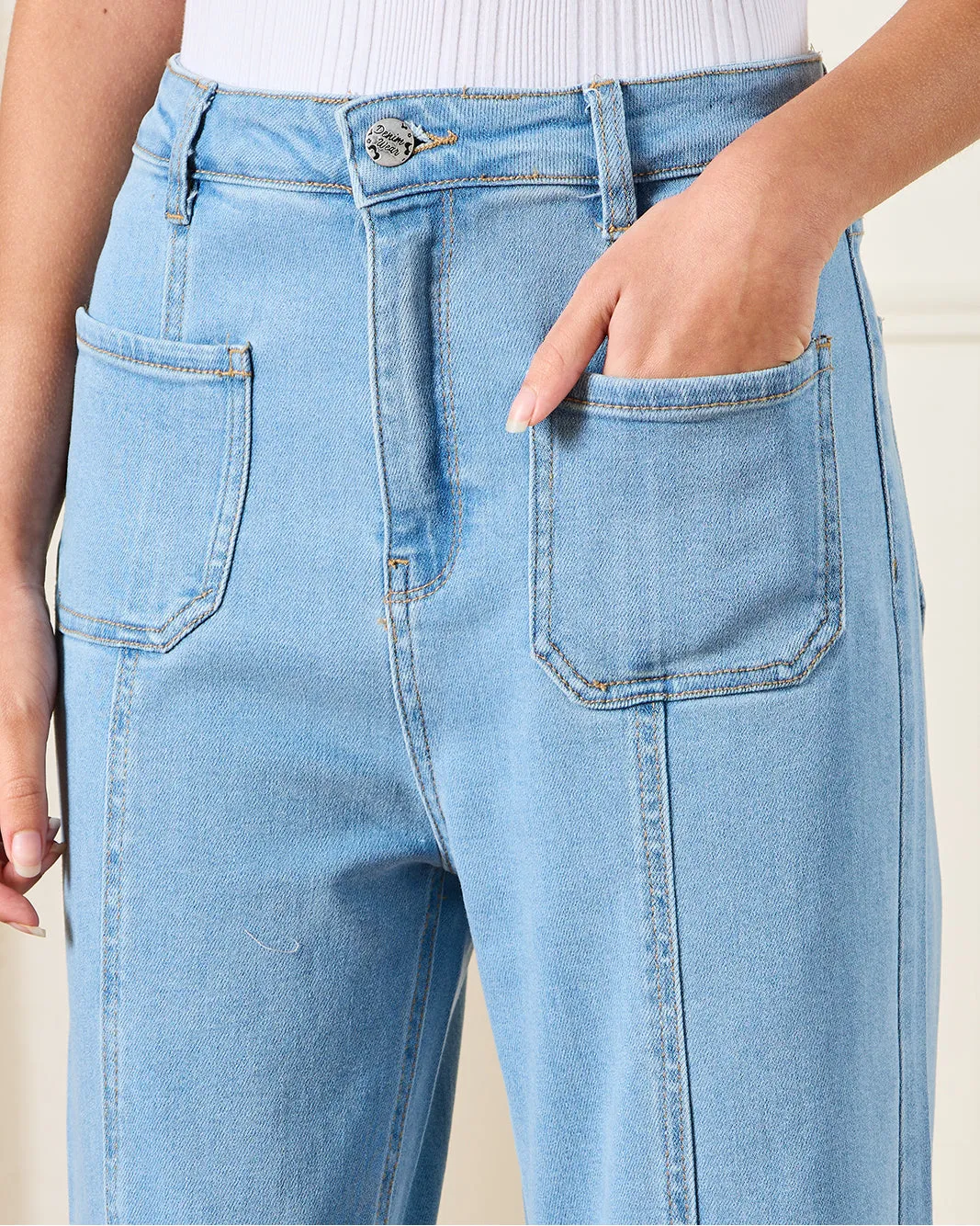 Senior Girls Blue Front Seam Wide leg Jeans sold by Redtag product image thumbnail 4