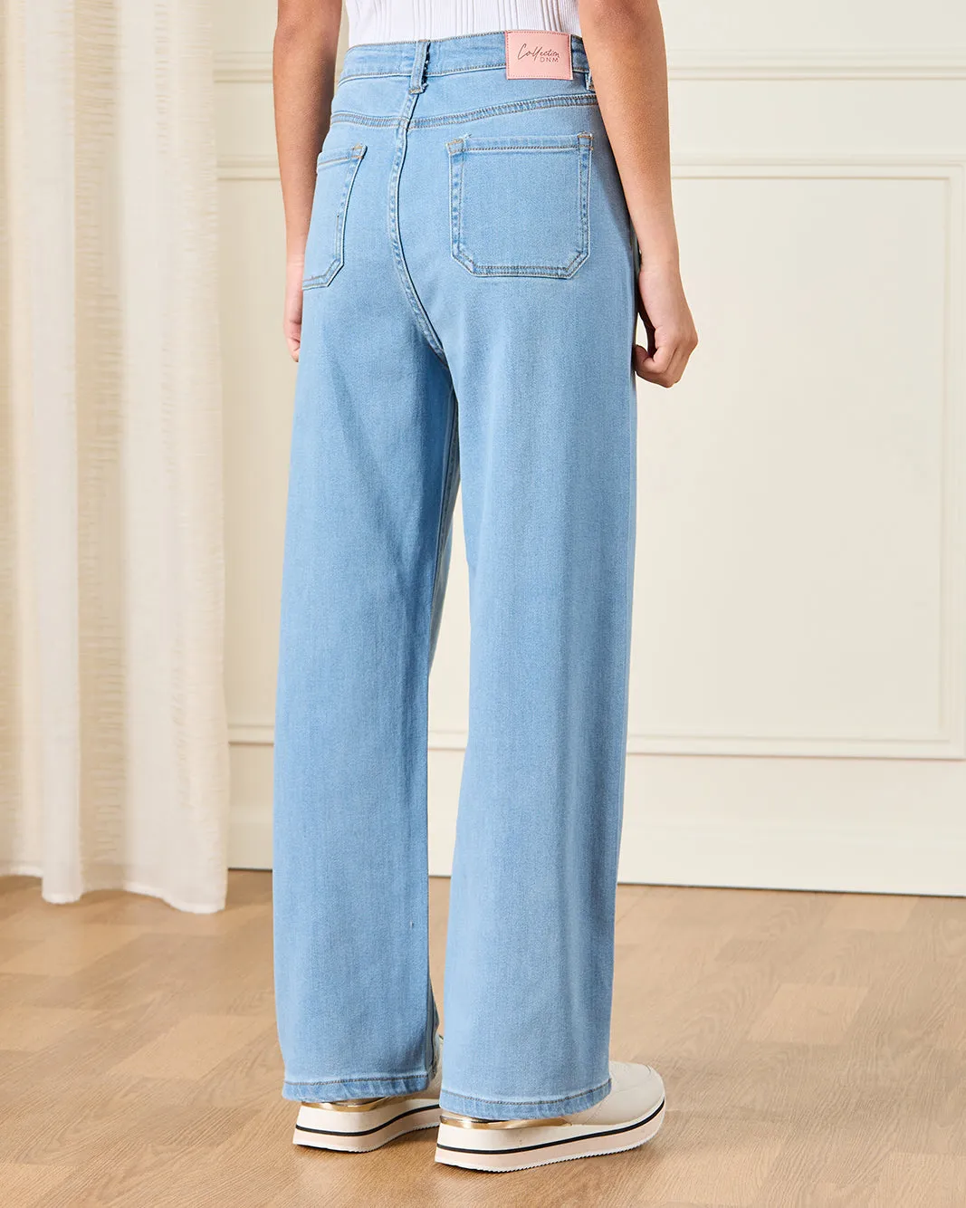 Senior Girls Blue Front Seam Wide leg Jeans sold by Redtag product image thumbnail 3