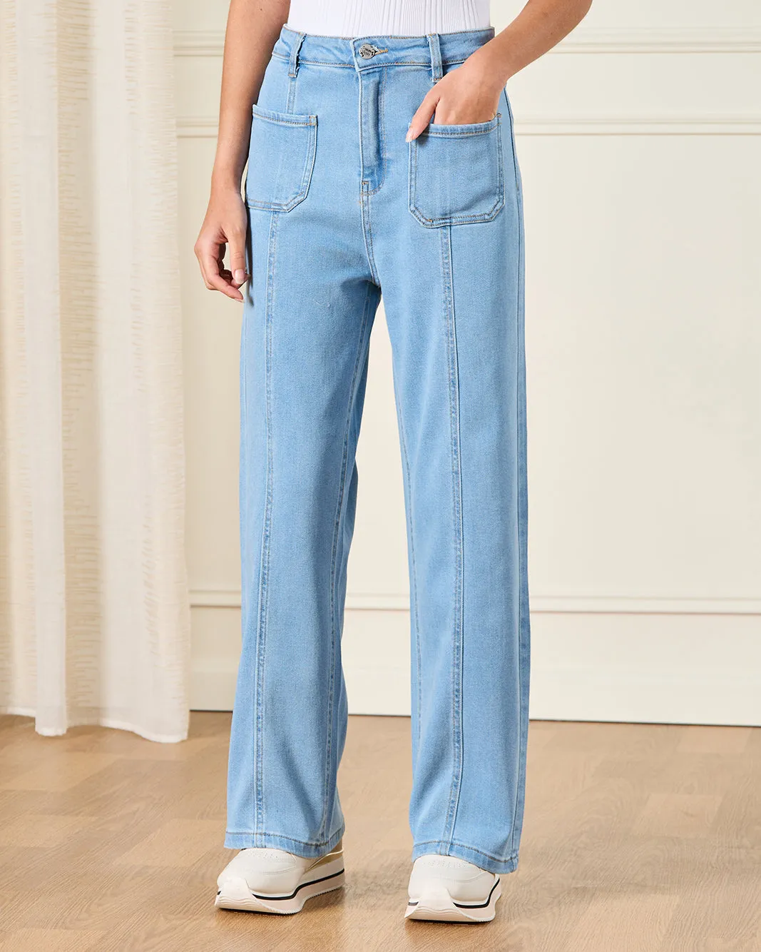 Senior Girls Blue Front Seam Wide leg Jeans sold by Redtag