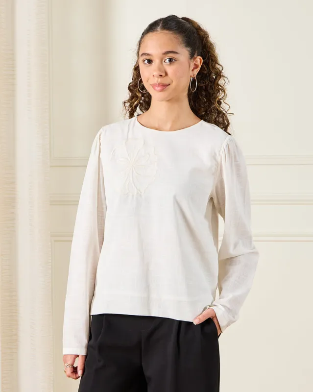 Senior Girls White With Embroidered Top sold by Redtag