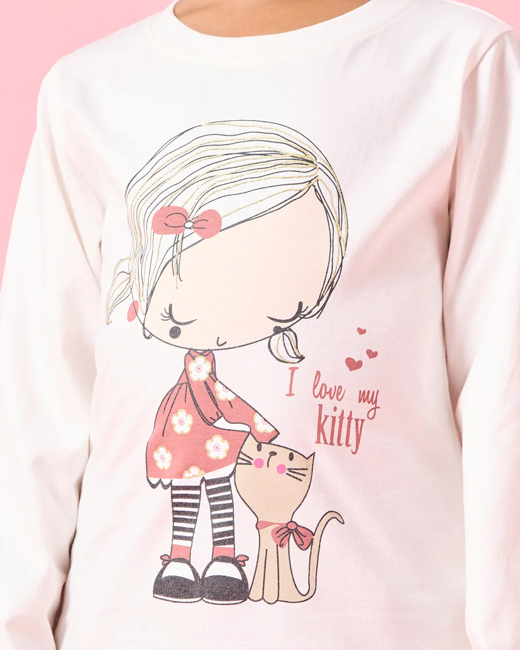 Girls White And Beige T-shirt Set (2Peice) sold by Redtag product image thumbnail 5