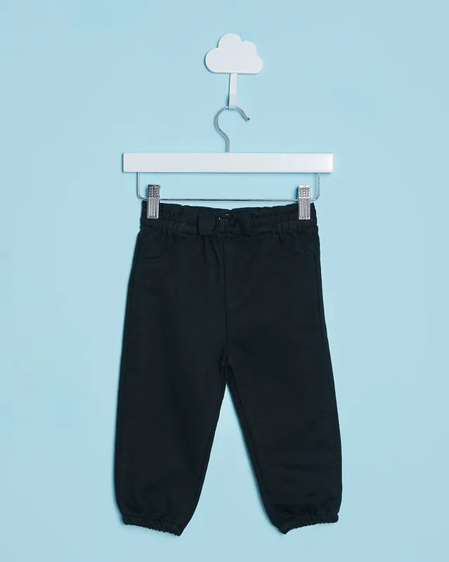 Infant Girls Black Solid Joggers sold by Redtag