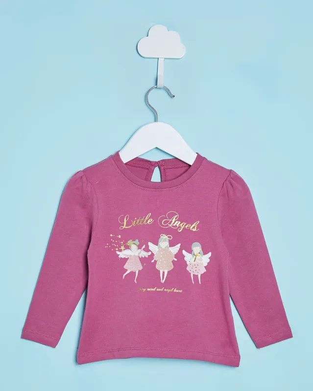 Infant Girls Pink Fairy Placement Print T-Shirt sold by Redtag