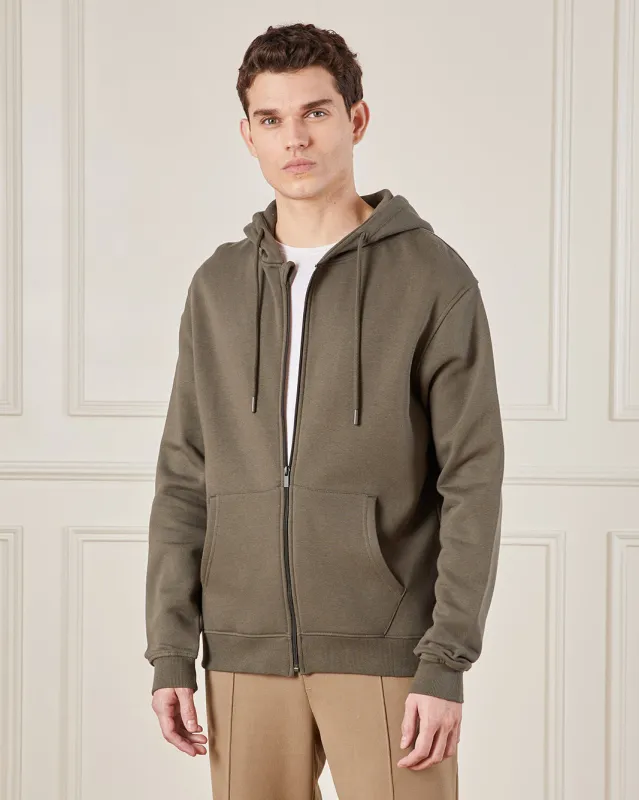 Men Green Printed Zip -Through Sweatshirt sold by Redtag