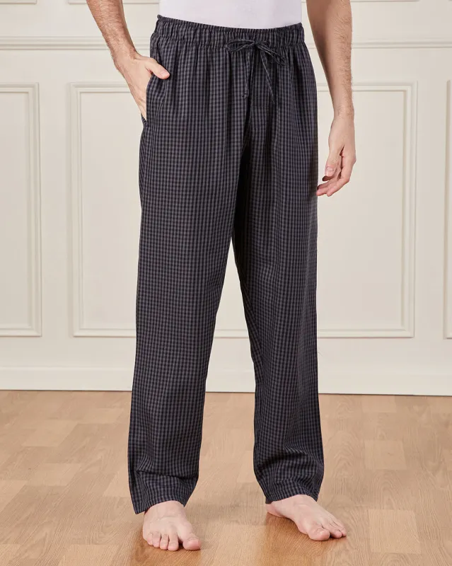 Men Charcoal Checkered Pyjama Bottom sold by Redtag
