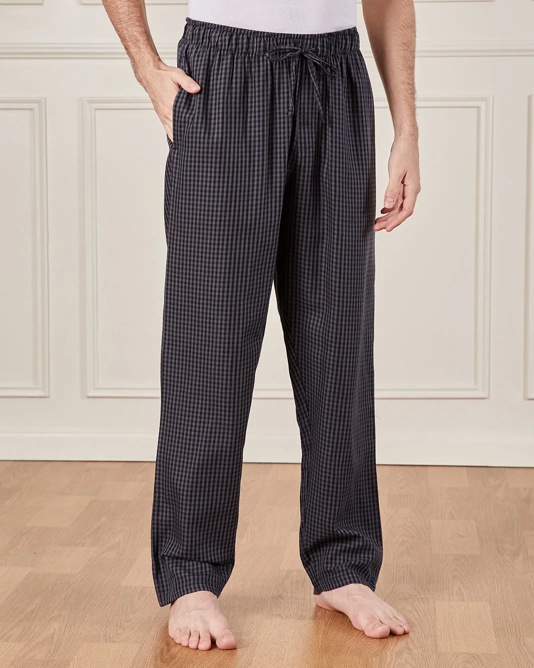 Men Charcoal Checkered Pyjama Bottom sold by Redtag