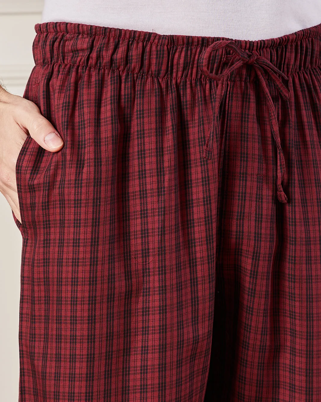Men Burgundy Checkered Pyjama Bottom sold by Redtag product image thumbnail 4
