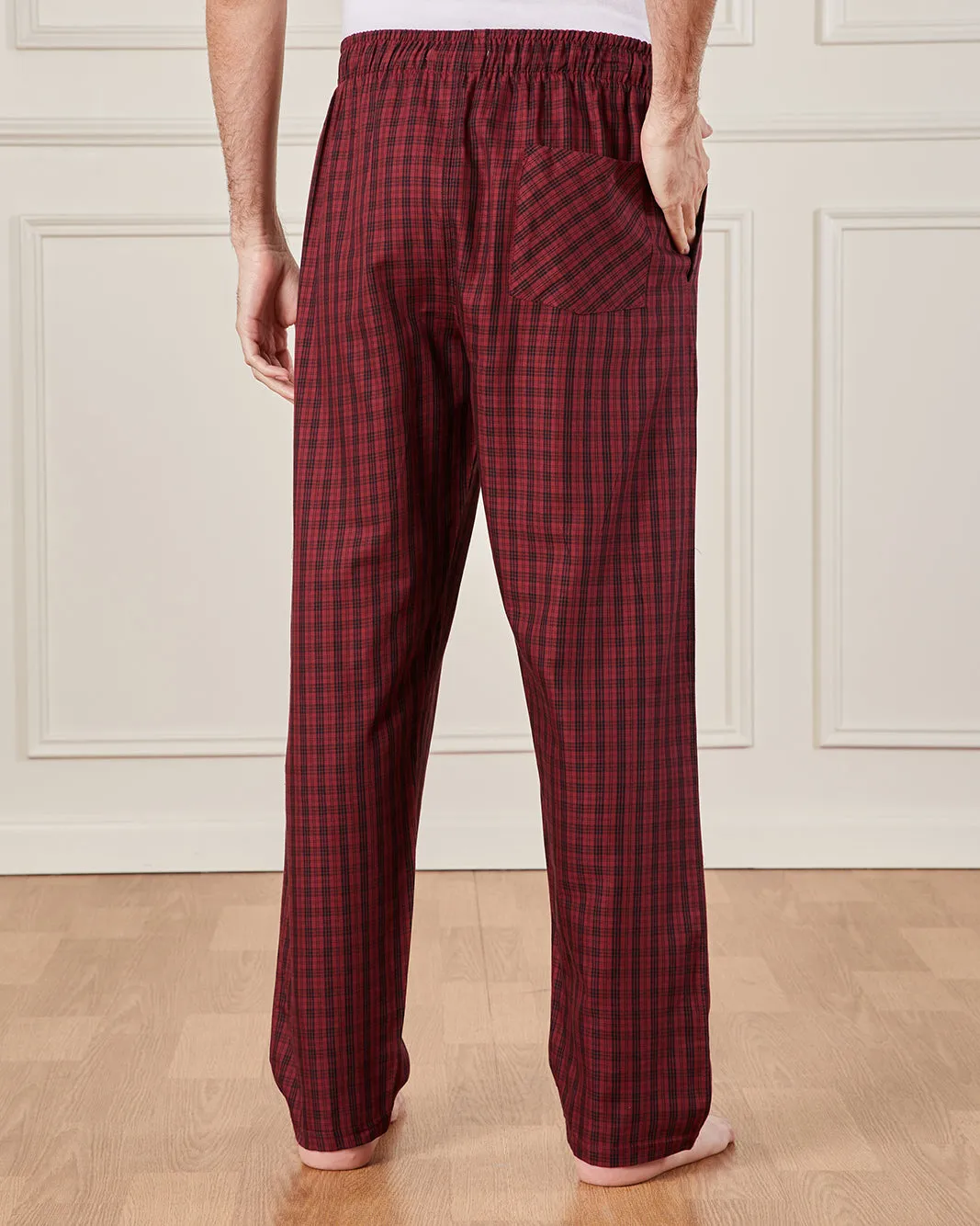 Men Burgundy Checkered Pyjama Bottom sold by Redtag product image thumbnail 3