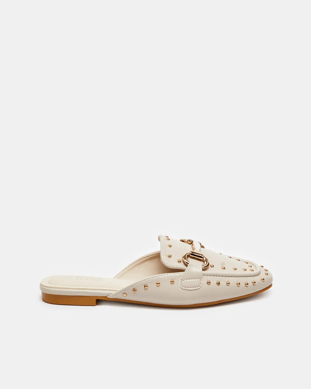 Women Beige Studs Trims Loafer Mule sold by Redtag