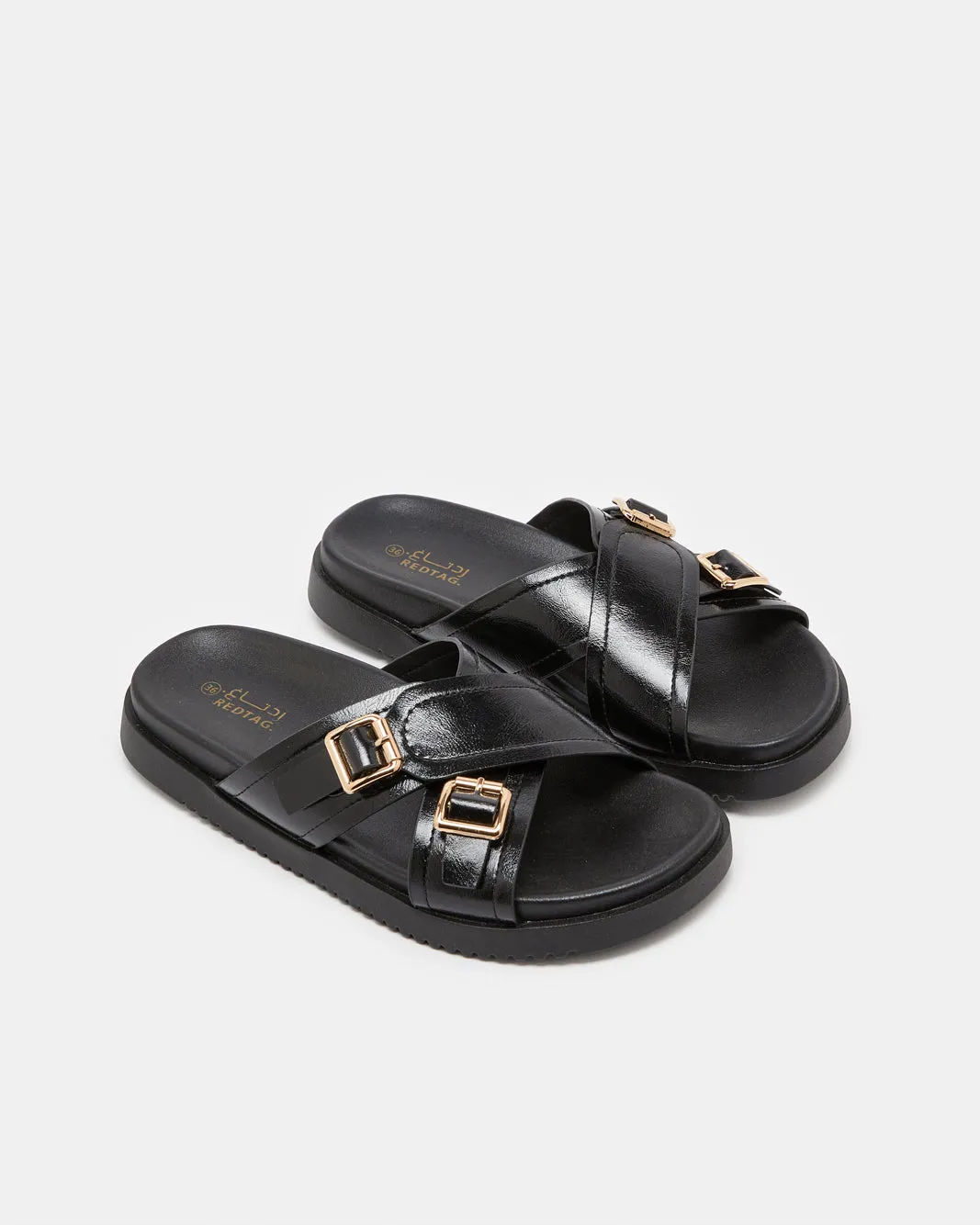 Women Black Crisscross Buckle Mule sold by Redtag product image thumbnail 2