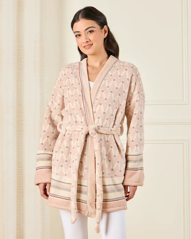 Women Pink Printed Knit Robe sold by Redtag