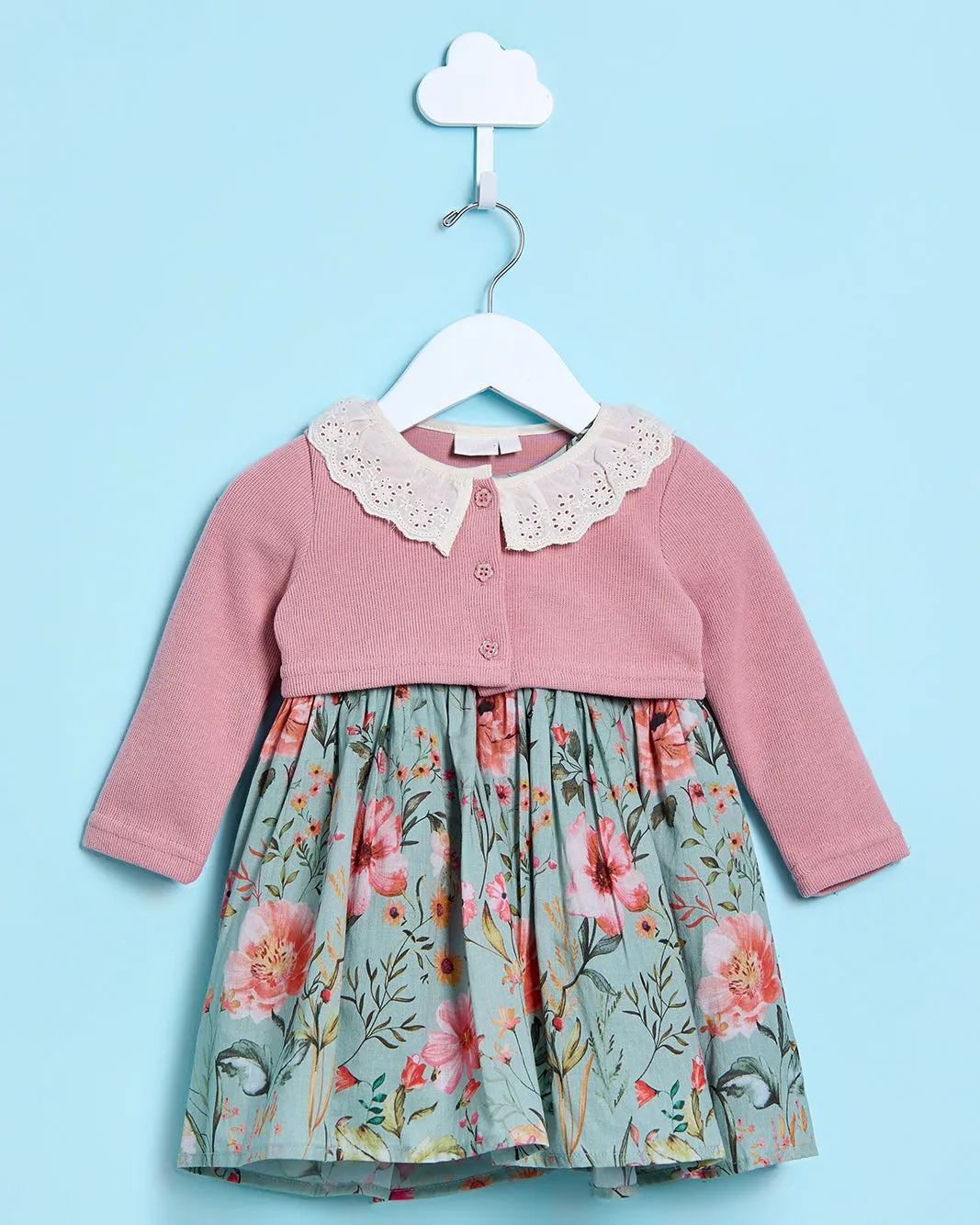 Infant Girls Green And Pink Dress With Cardigan (2 Piece) sold by Redtag