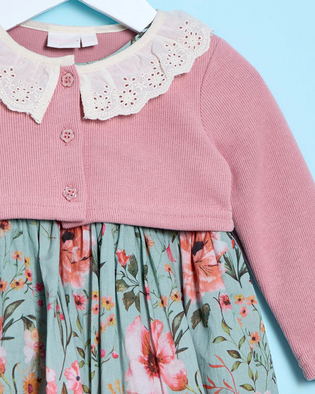 Infant Girls Green And Pink Dress With Cardigan (2 Piece) sold by Redtag product image thumbnail 3