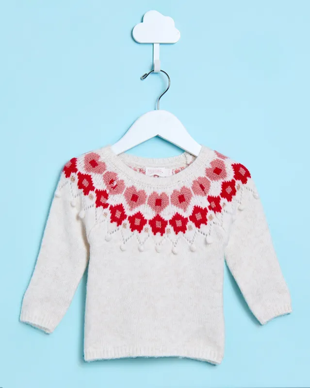 Infant Girls Ivory Knitted Pullover sold by Redtag