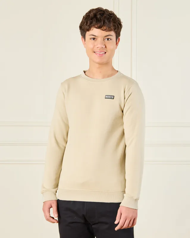 Senior Boys Beige Solid Sweatshirt sold by Redtag