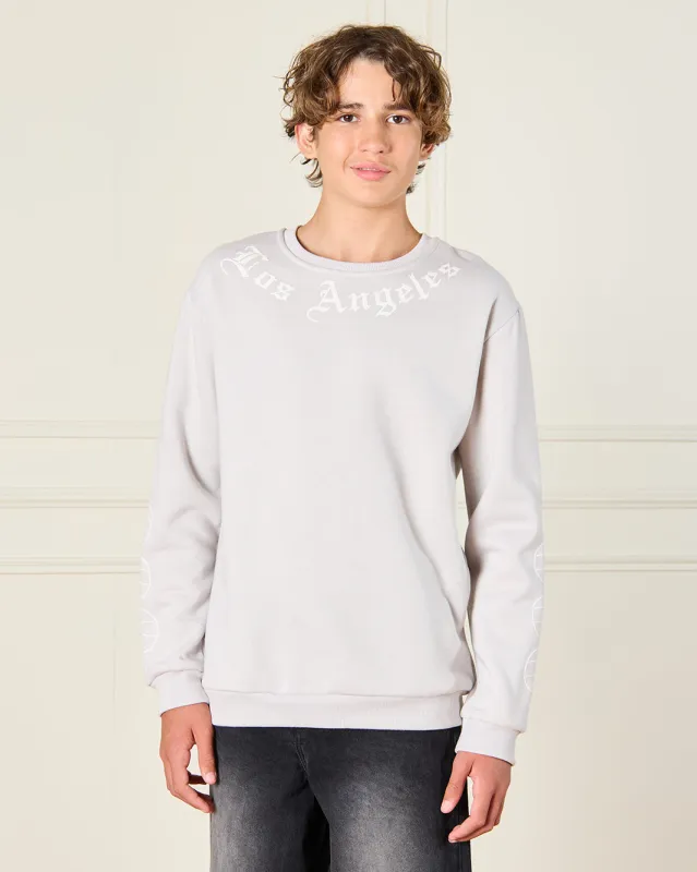 Senior Boys Grey Los Angeles Over Size Sweatshirt sold by Redtag