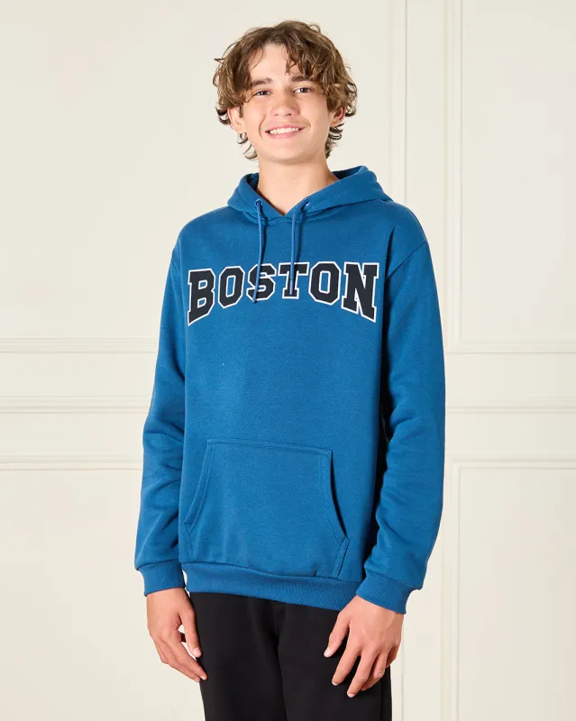 Senior Boys Blue Boston Over Size Sweatshirt sold by Redtag
