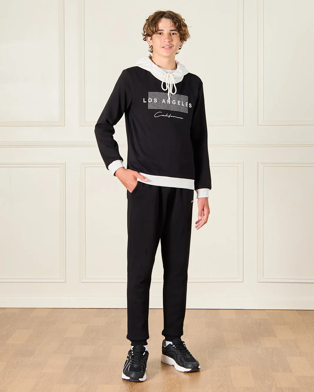 Senior Boys Black Hooded Sweatshirt sold by Redtag product image thumbnail 2