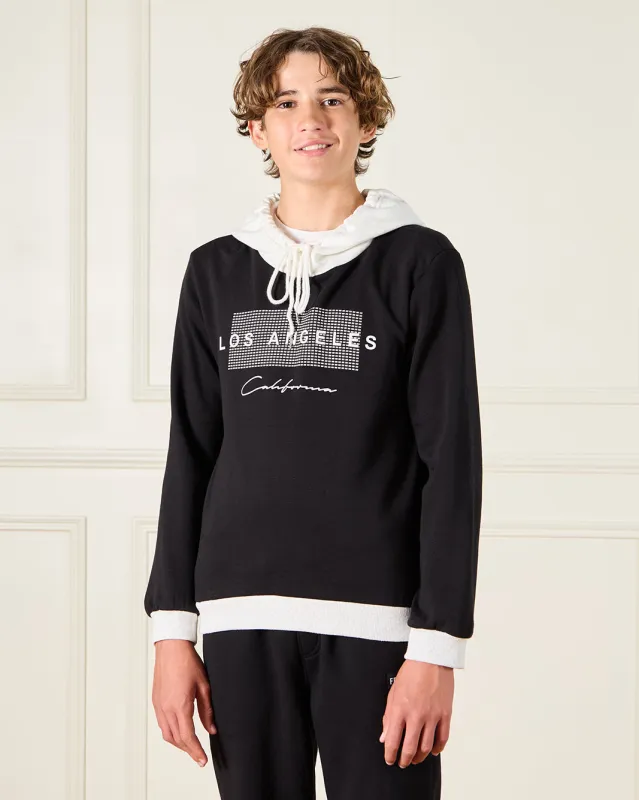 Senior Boys Black Hooded Sweatshirt sold by Redtag