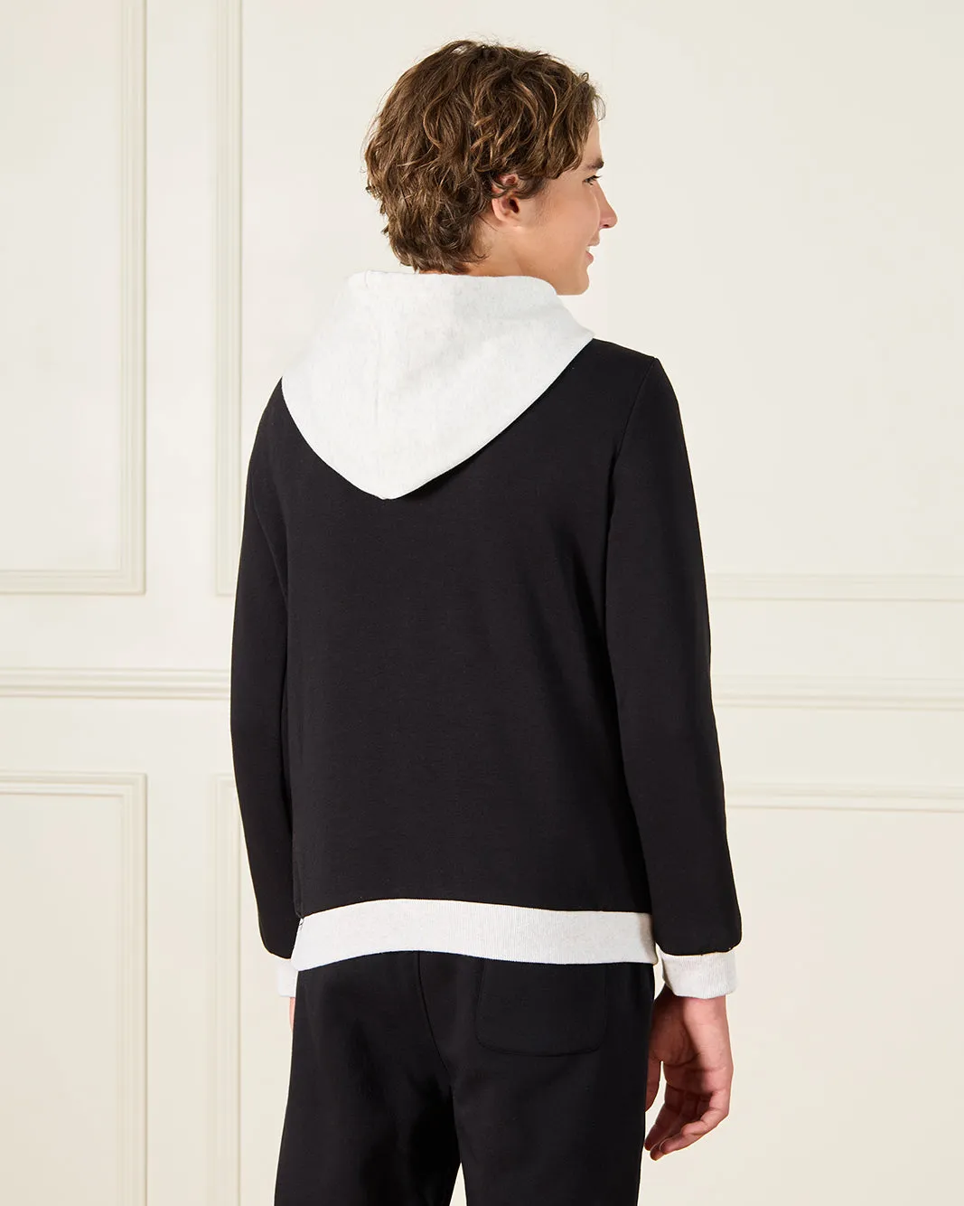 Senior Boys Black Hooded Sweatshirt sold by Redtag product image thumbnail 3