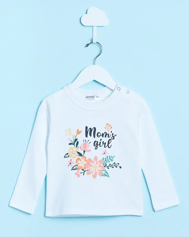 Infant Girls White Mon's Girl Print T-Shirt sold by Redtag