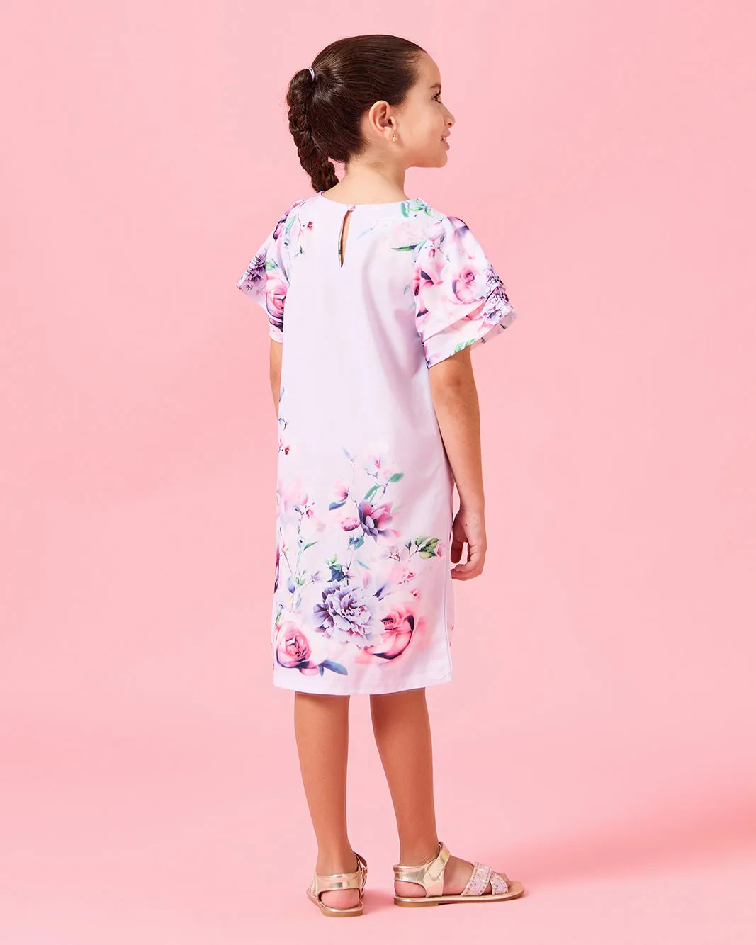 Girls Lilac Printed Dress sold by Redtag product image thumbnail 3