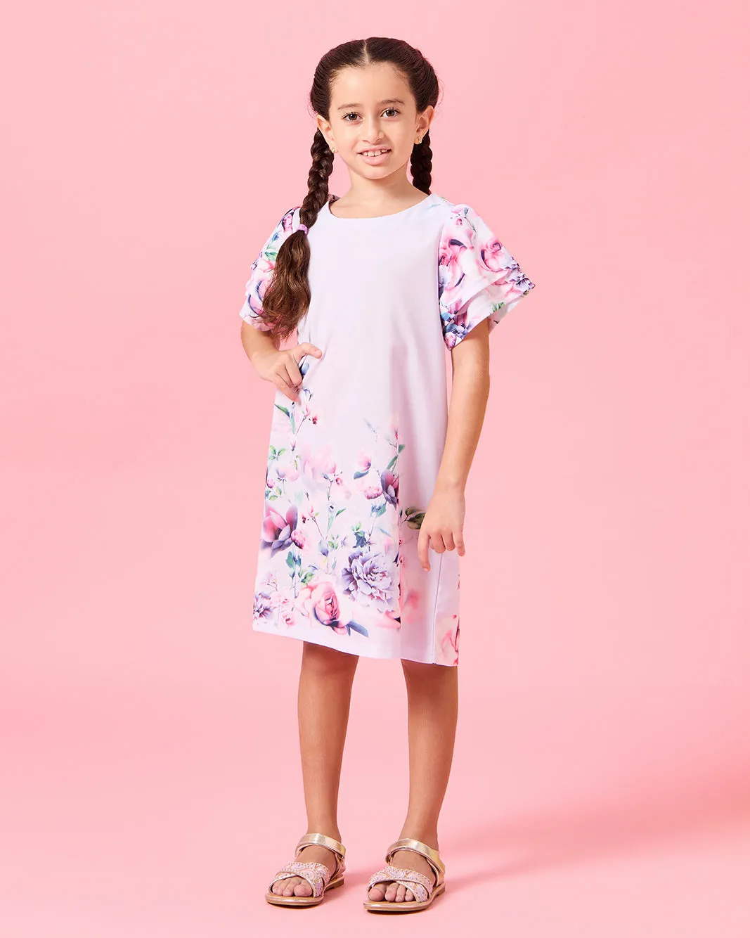 Girls Lilac Printed Dress sold by Redtag product image thumbnail 4