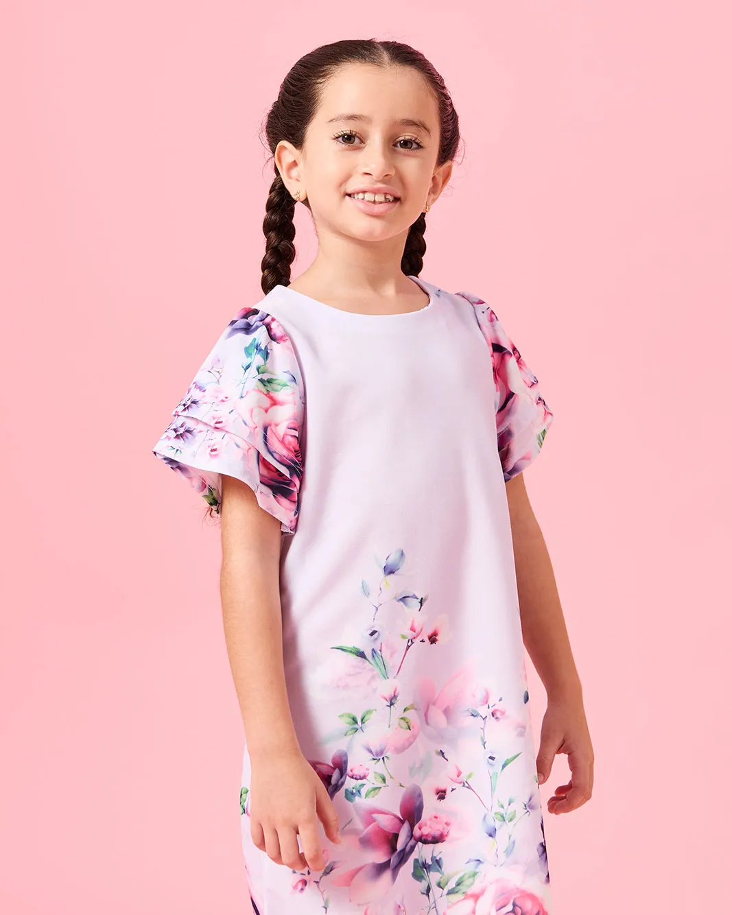 Girls Lilac Printed Dress sold by Redtag product image thumbnail 2