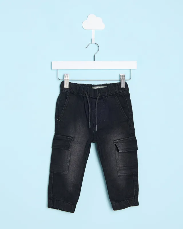 Infant Boys Black Stretch Denim Jogger Jeans sold by Redtag