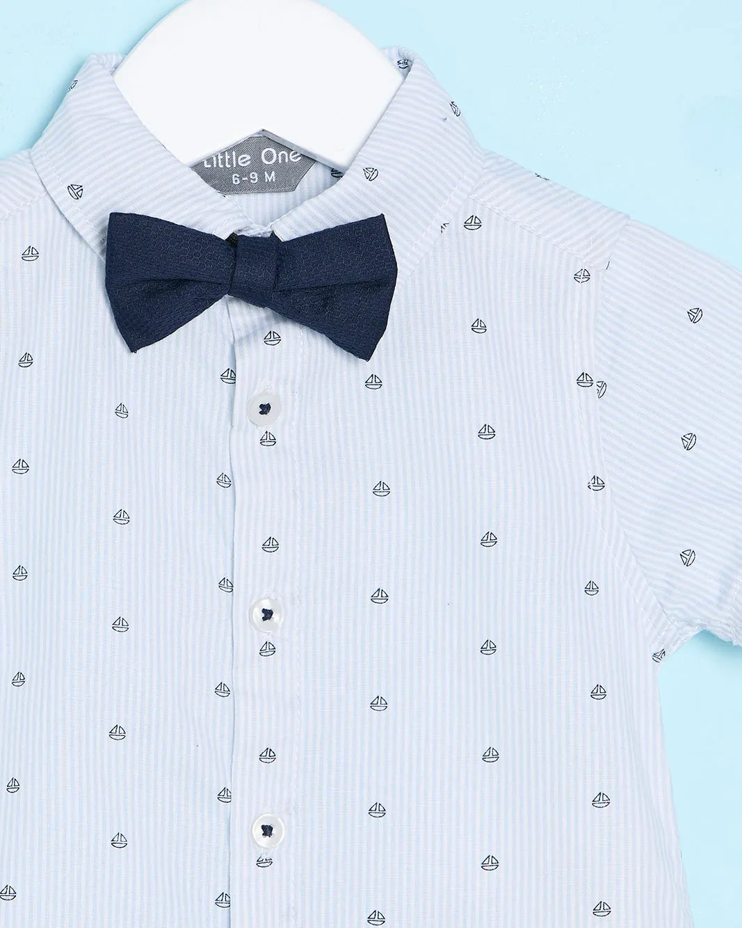 Infant Boys Blue Printed Shirt With A Bow sold by Redtag product image thumbnail 2