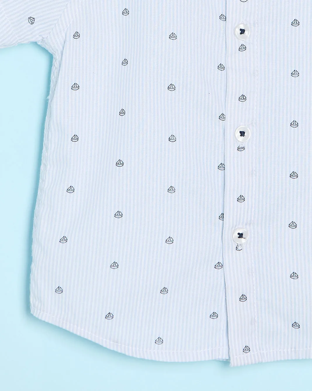 Infant Boys Blue Printed Shirt With A Bow sold by Redtag product image thumbnail 3