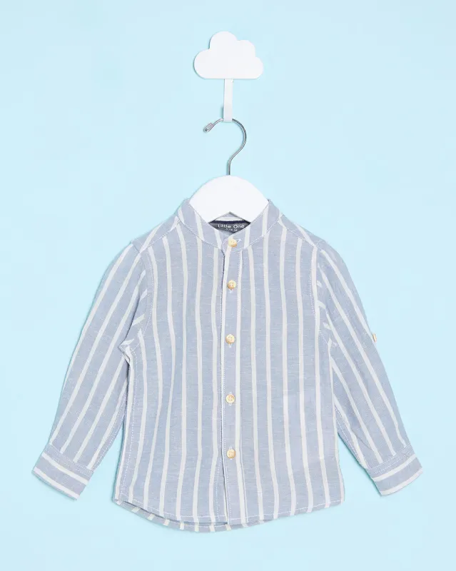 Infant Boys Blue Striped Collared Shirt sold by Redtag
