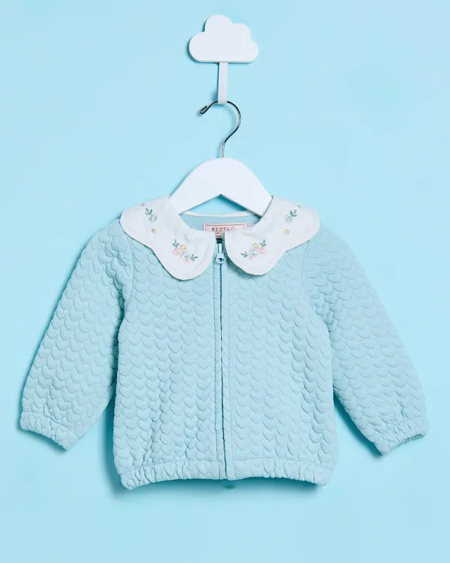Infant Girls Teal Quilted Collared Sweatshirt sold by Redtag