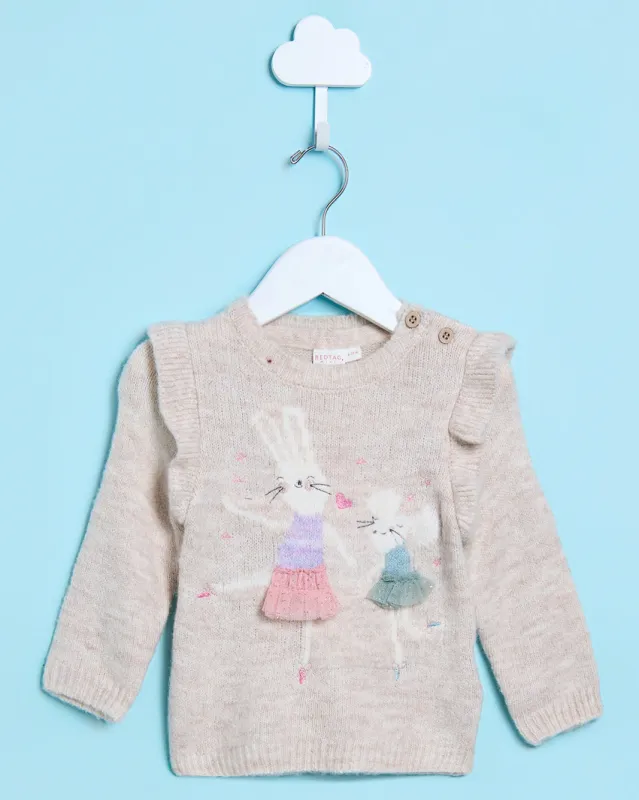 Infant Girls Ivory Pullover With Bunny Applique sold by Redtag