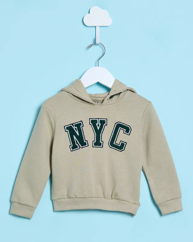 Infant Boys Beige Hooded Sweatshirt With Embroidery sold by Redtag