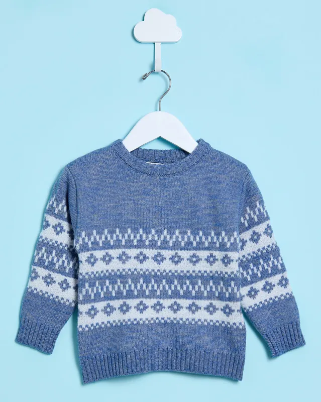 Infant Boys Blue Printed Pullover Sweater sold by Redtag