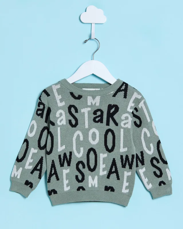Infant Boys Green All Over Print Pullover Sweater sold by Redtag