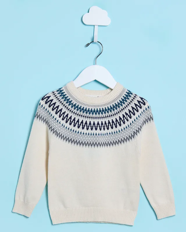 Infant Boys Ivory Color Block Pullover Sweater sold by Redtag