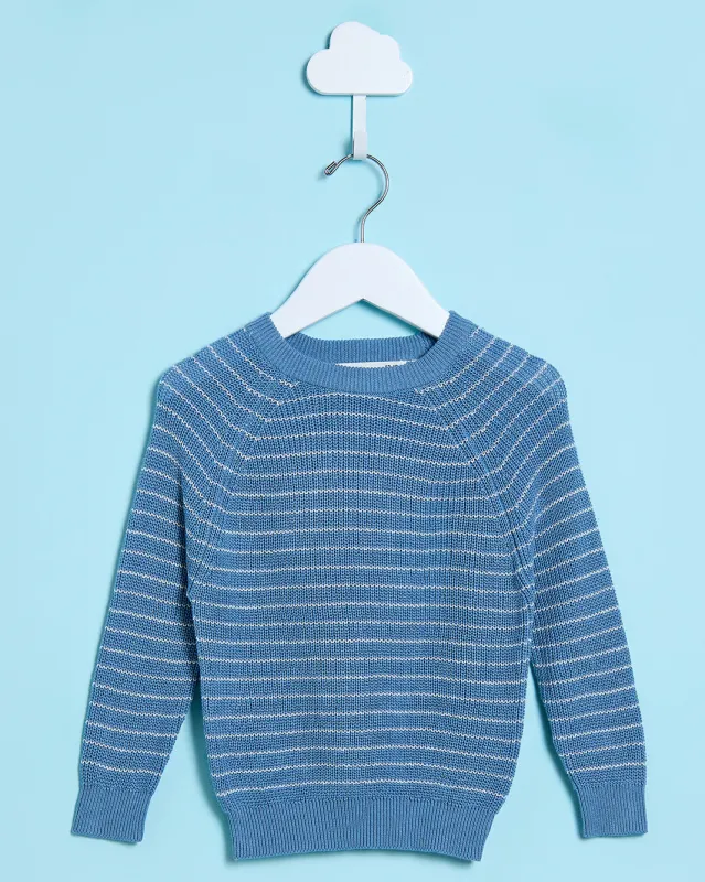 Infant Boys Blue Stripe Pullover Sweater sold by Redtag