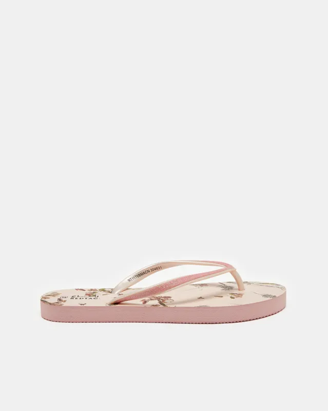 Women Pink Floral Print Flip Flop sold by Redtag
