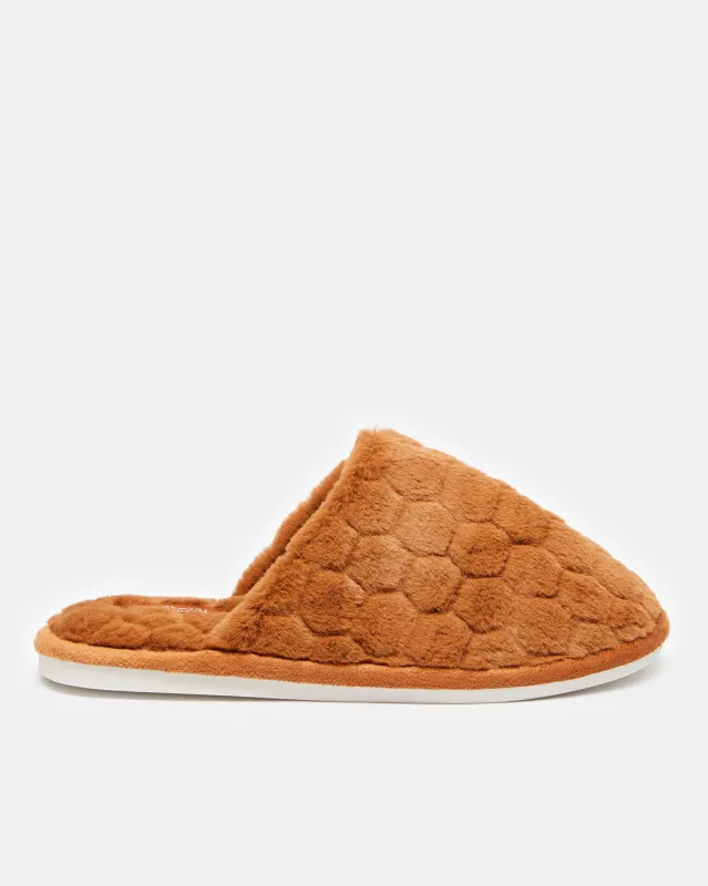 Men Brown Fur Slippers sold by Redtag