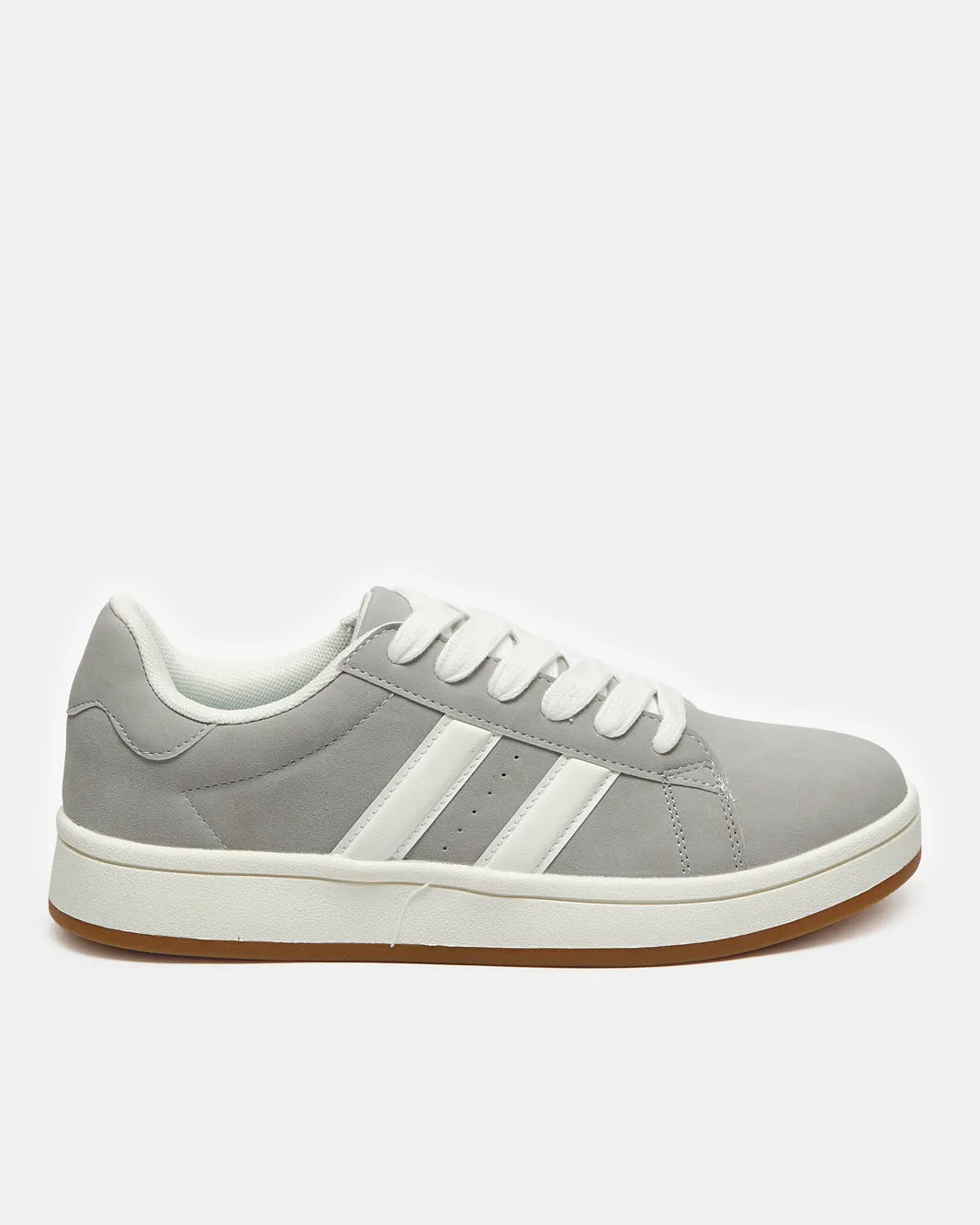 Men Grey Striped Sneakers sold by Redtag