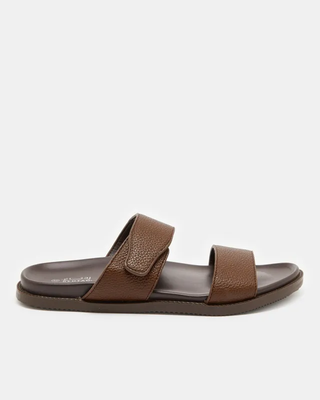 Men Brown Slide Sandals made by Redtag