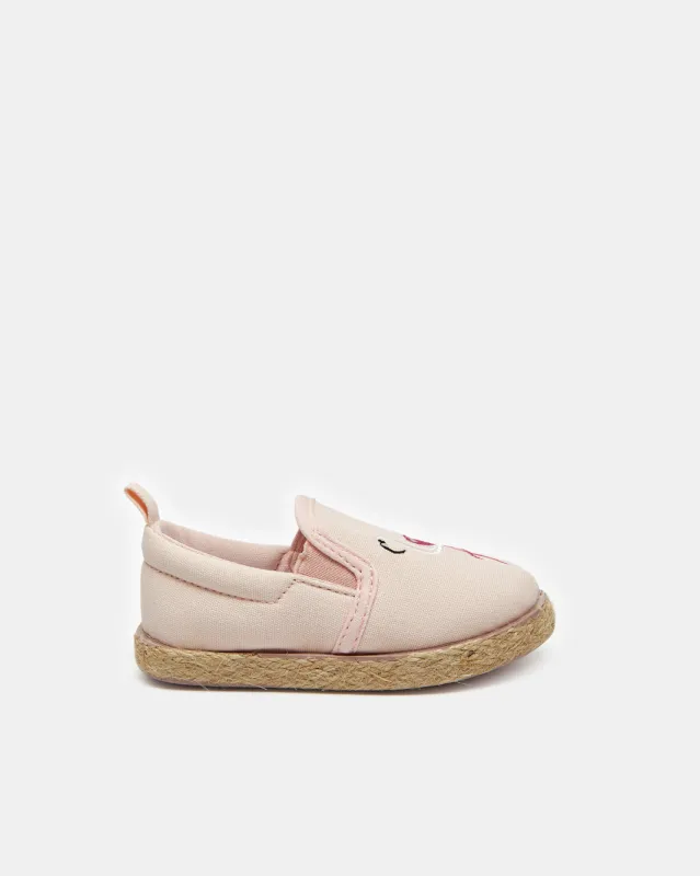 Infant Girls Pink Flamingo Embroidery Slip-On Pump sold by Redtag