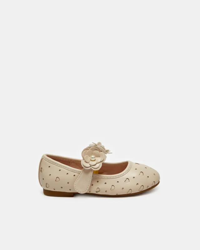 Girls Beige Floral Embellished Ballerina sold by Redtag