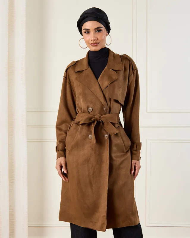 Women Brown Belted Trench Coat sold by Redtag