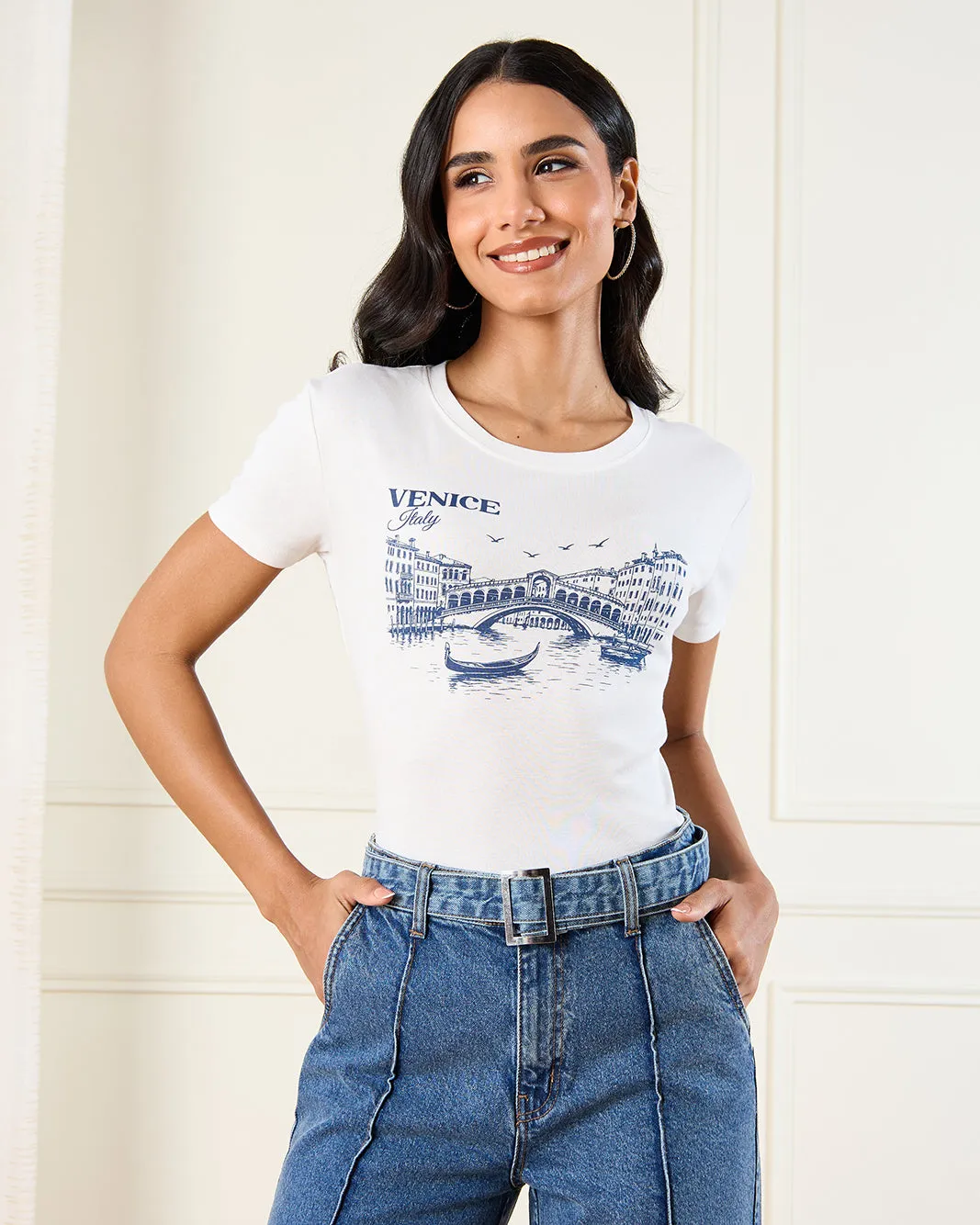 Women Ivory Printed T-Shirt sold by Redtag