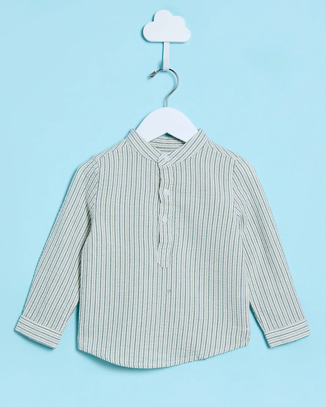 Infant Boys Green And Beige Striped Shirt sold by Redtag