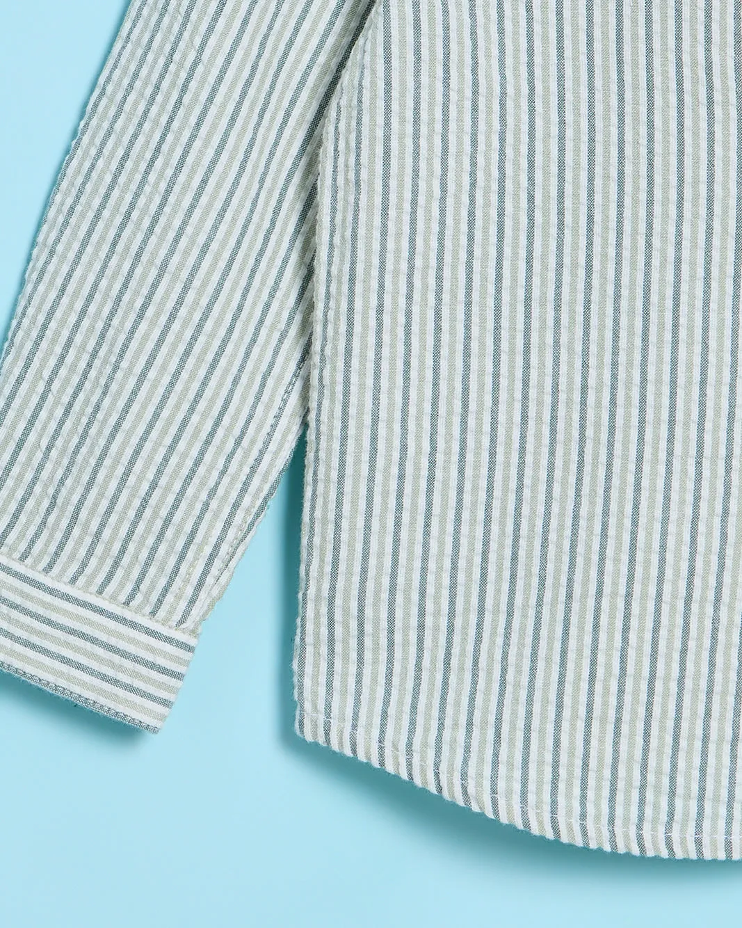 Infant Boys Green And Beige Striped Shirt sold by Redtag product image thumbnail 4